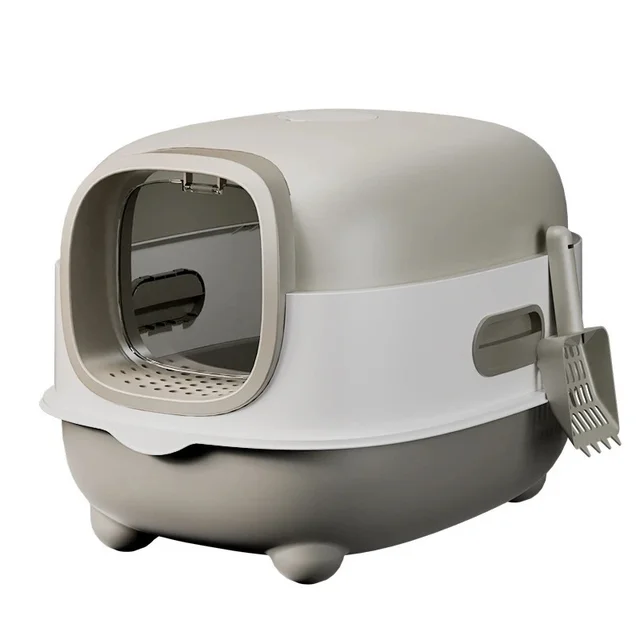 Fully Enclosed Cat Litter Box Large Size Anti Splash Deodorizing Antibacterial Toilet Tray For Indoor Cats Potty Cleaning Use 4
