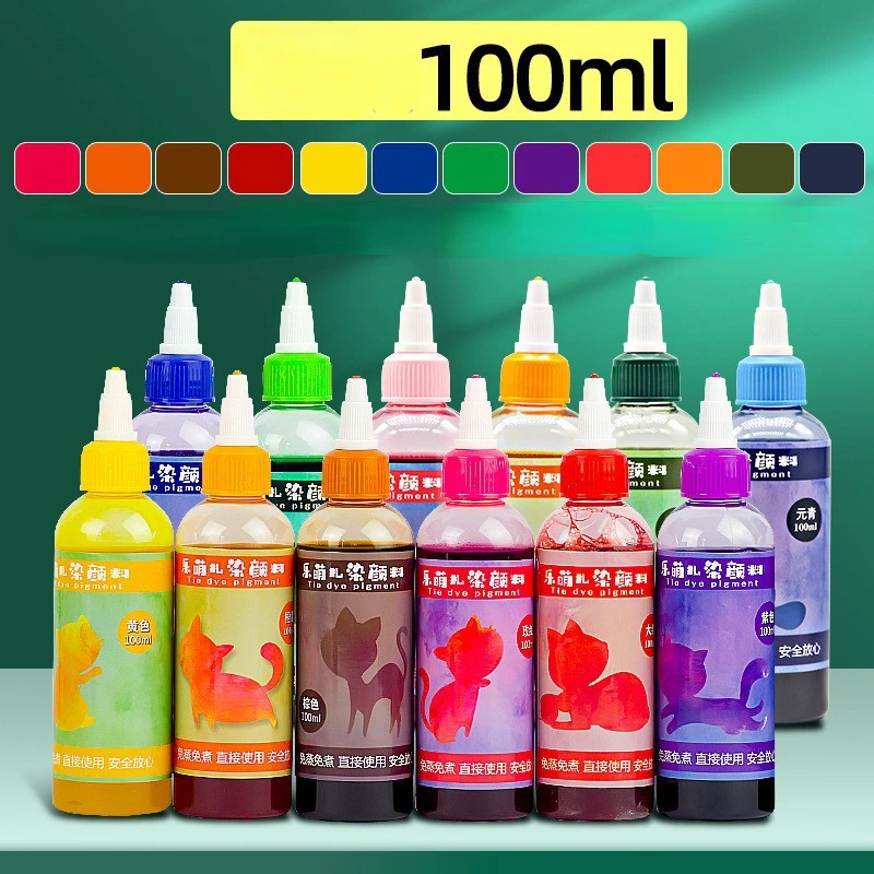 

100/250ML Tie Dye Pigment Cold Water Dye DIY T-shirt Square Scarf Clothing Dyeing Agents for Students' Handicraft