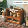 Nordic solid wood retro wood double door display cabinet sundry cosmetics storage cabinet drawer desktop storage box 5