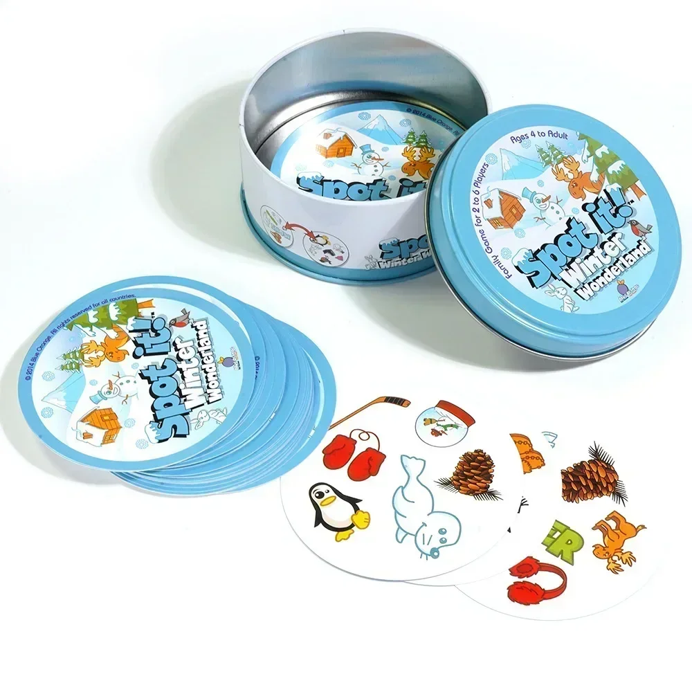 Spot it Years of Wonder Dobble 카드 게임, HP 동물 보드 게임 플레이어 파티 게임, 2-8 인 게임, HP 메탈 박스 카드, 30 PCs, 55PCs