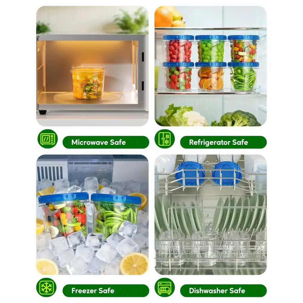 3/6Pcs 16oz 냉동고 보관 용기(뚜껑 포함) 재사용 가능한 플라스틱 수프 용기 BPA 프리 밀폐 식품 보관 용기