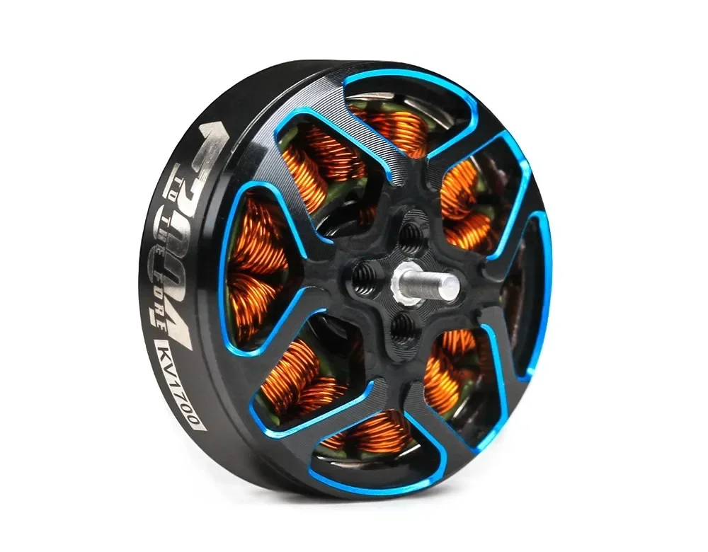 Moteur brushless 1700KV/3000KV pour drone FPV course, avec câbles de connexion et support de montage.