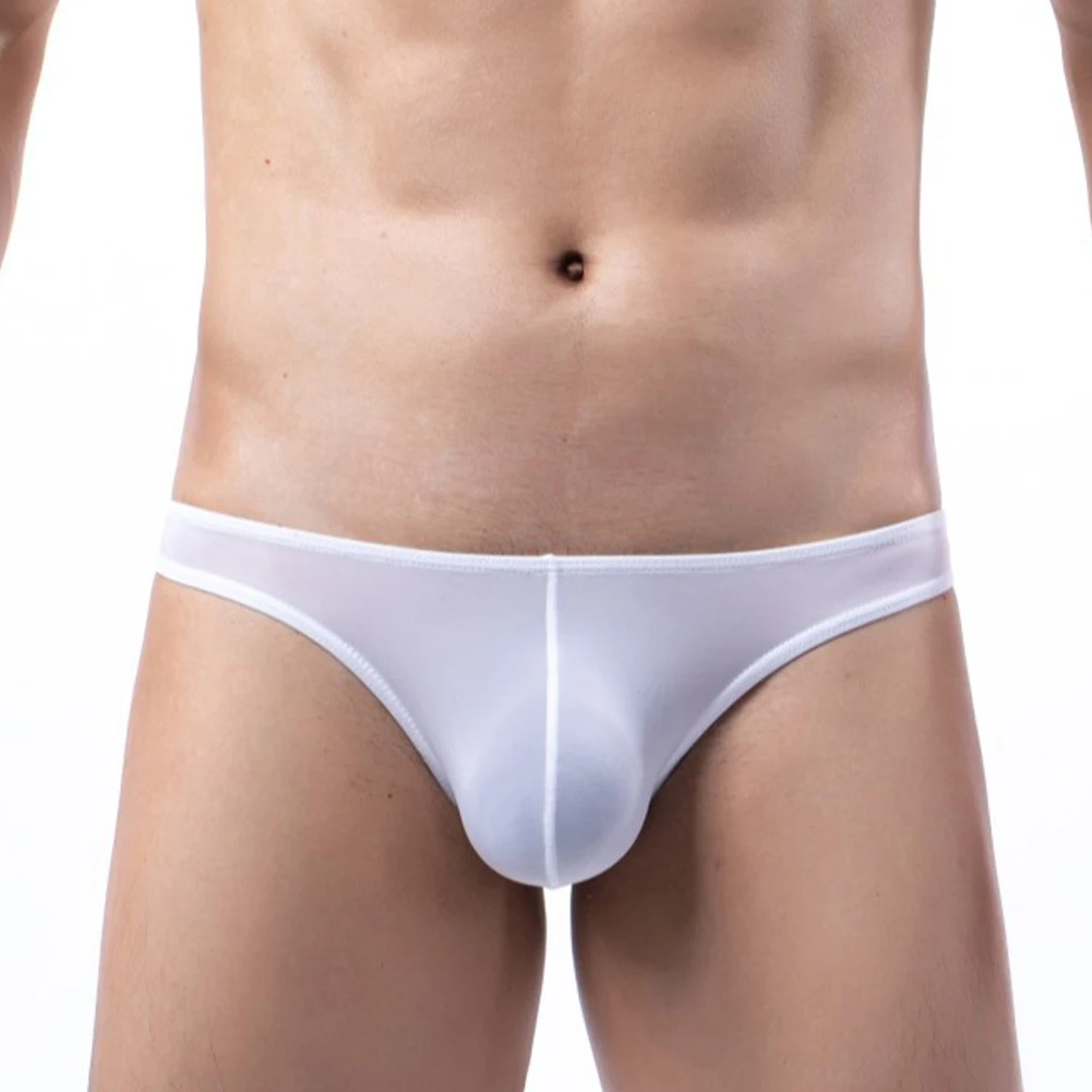 1pc Men's Sexy Ice Silk Briefs Shorts Breathable Bikini Lingerie Thongs Soft Underwear U-Convex Pouch Brief Man Panties