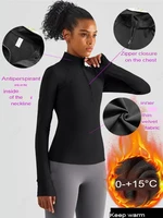 MXLLINA Plush Thickened Equestrian Tops Sports Long Sleeve T-Shirts Women Winter Riding Horse Blouse Zipper Competition Layer 1