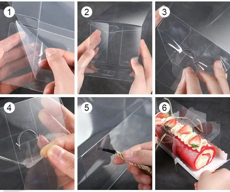 1PCS Transparent Cake Box with Handle, Clear Plastic Portable Cupcake, Swiss Roll, Dess... - SKU TCBH1800 - UGI Packaging