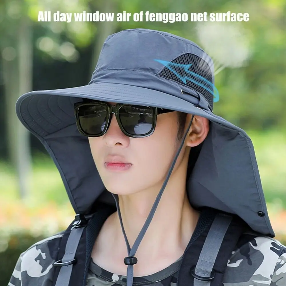 Description Picture 6 of item1Pcs Fishing Hat With Mask Summer Sun Protection Wide Brim Women Men Sun Cap Mountaineering Hunting Hiking