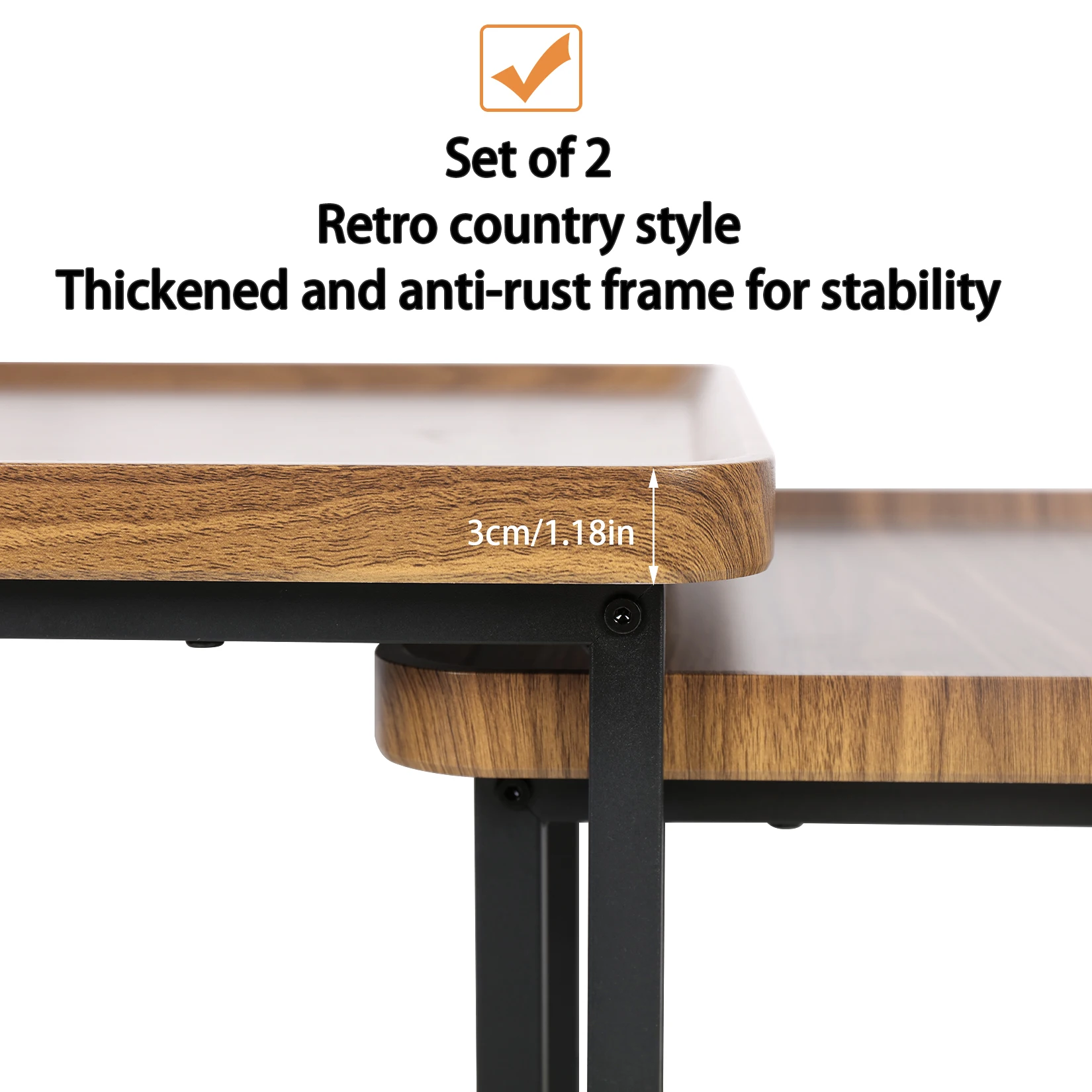 Nora Nesting Table close-up detailing frame and surface grain