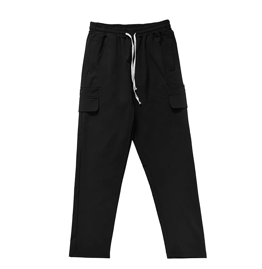 2024 new men's casual slacks Korean version of the trend with pants summer thin drop feeling wide-legged cargo pants 5
