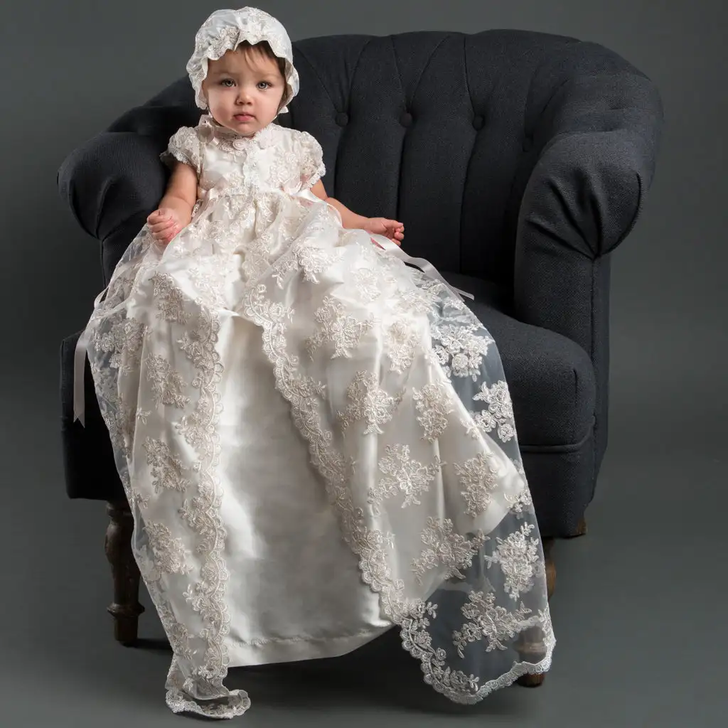 

Adorable Baptism Dress for Baby Girl 2022 Flower Girls Dresses Embroidered Christening Gowns Long Blessing Dress