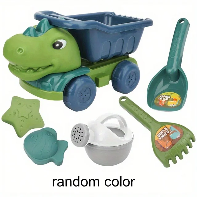1set Engineering Vehicle Sand Beach Toy Set & Dinosaur Sand Car Toy Set Suitable For 3-6 Years Old Children 6