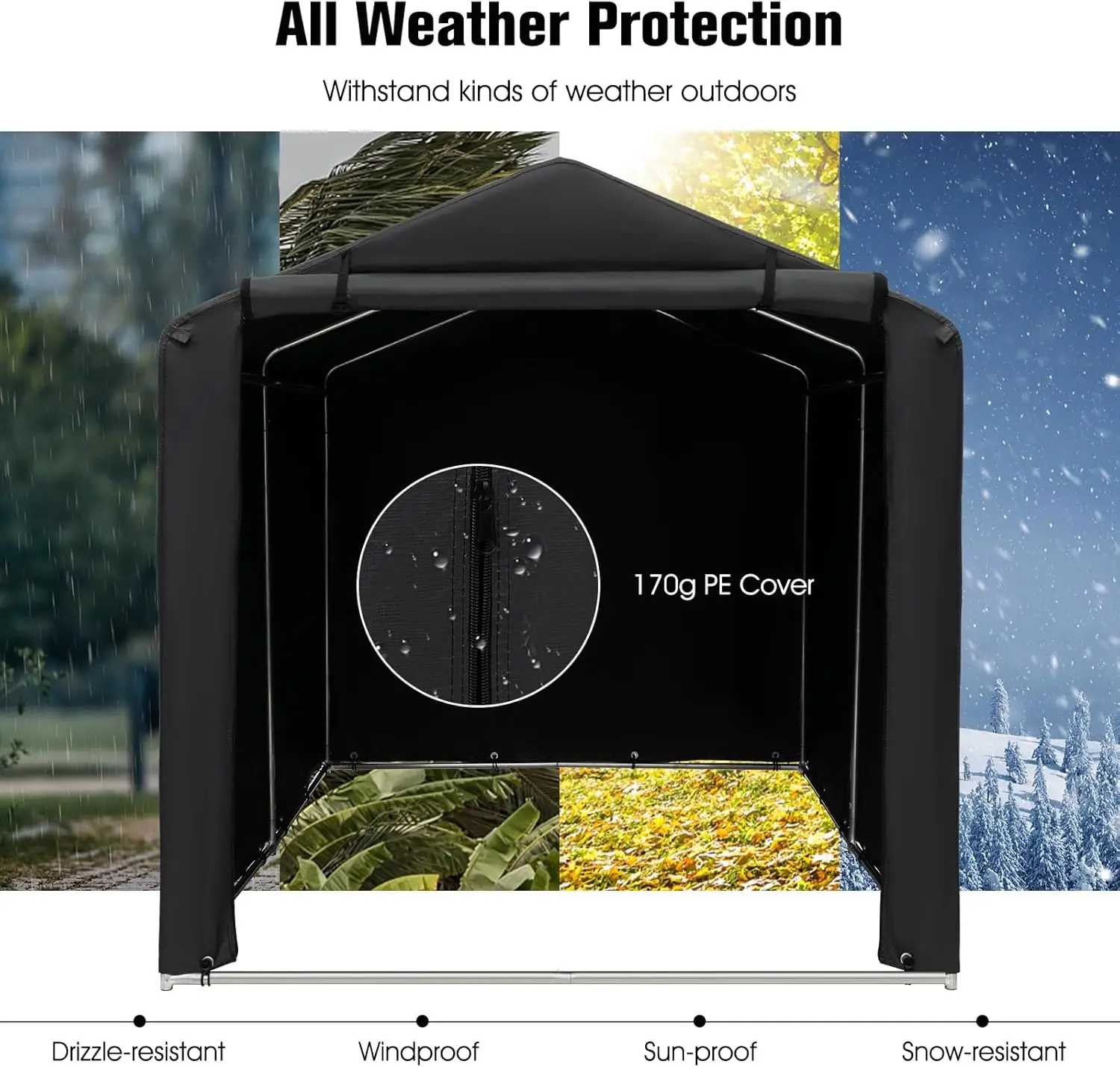 7x5.2Ft Portable Shed, Outdoor Storage Shelter with Waterproof Cover & Roll-up Zipper Door, Heavy Duty Portable Storage T