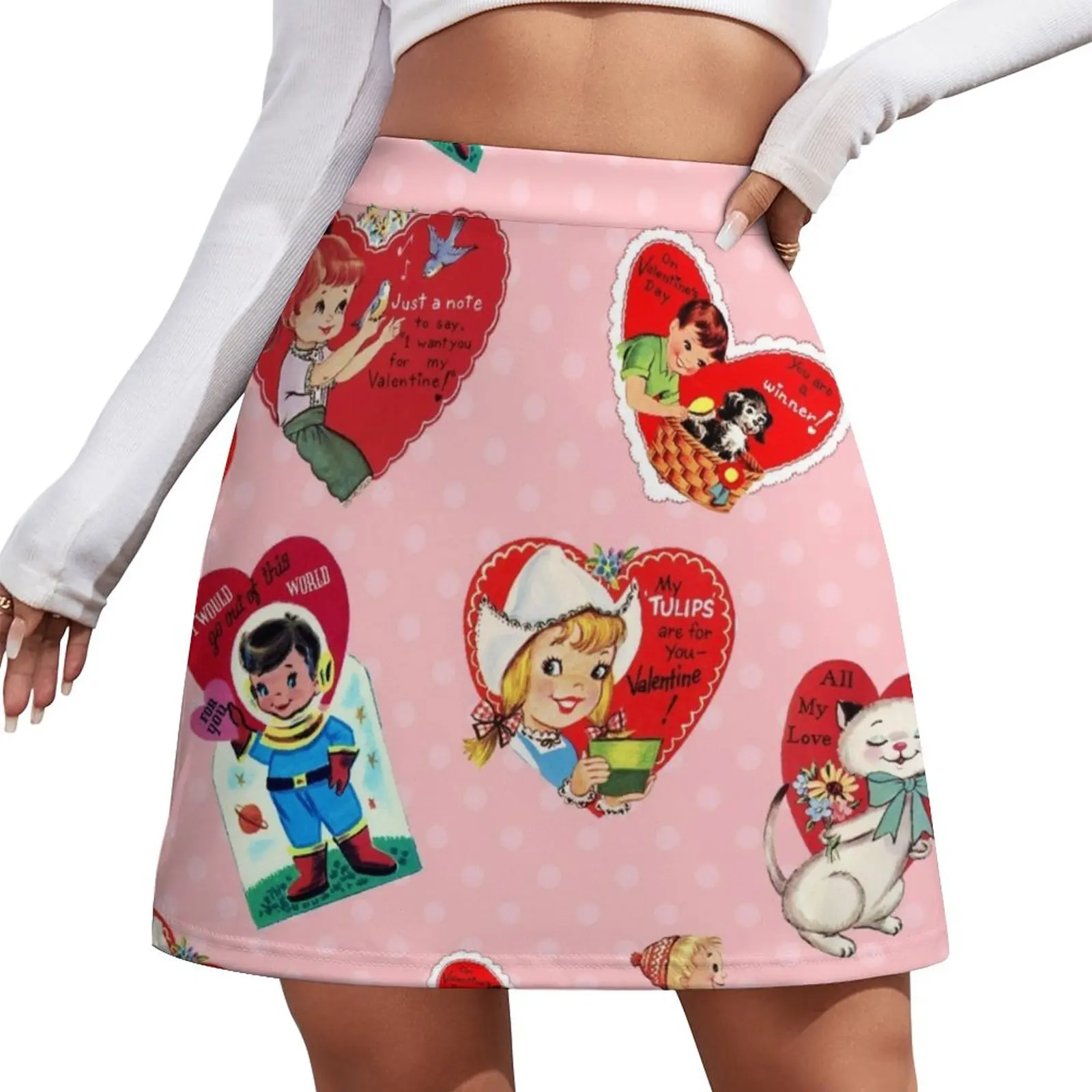 

Vintage Valentine Pattern Mini Skirt skirt women japanese fashion skirt skirt Clothing