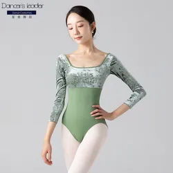 Ballet Costume Leotard for Women's Feeling Square Neck Velvet Gymnastics Leotard Tights Performance Costume Body Clothes