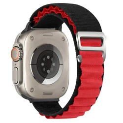 Nylon Wrist Strap for Smartwatch - Premium Quality Adjustable Band (Black Red)