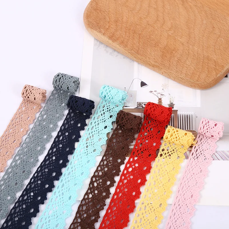 Lace fabric 25mm Cotton Lace 5Yard/Lot Hometexile Cloth Wrap Knitting Embellishments DIY Patchwork Craft Lace Trims Scrapbooking
