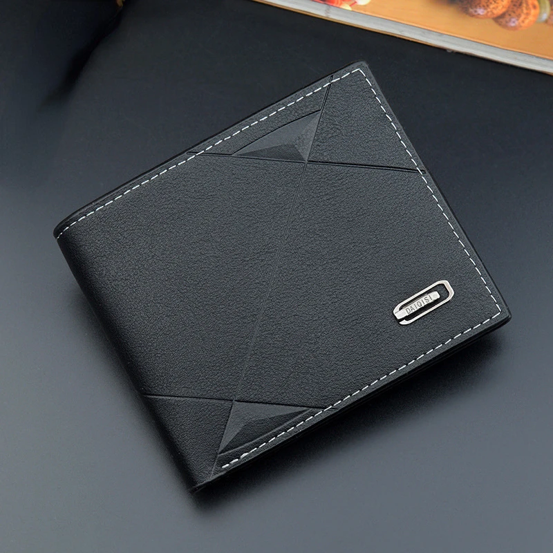 Wallet For Men Short Term Business Money Clip PU Leather Double Fold Pursey  Light Luxury Open Card Holders Billeteras De Hombre - AliExpress