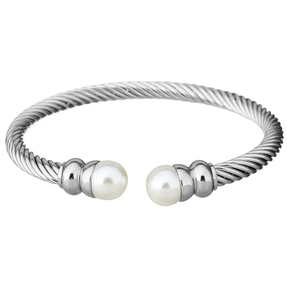 Bracelet Jewelry Stainless Steel Open Twisted Wire Bangle Women