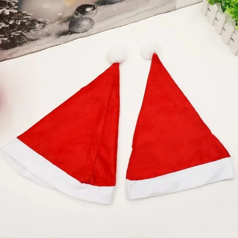 Santa Claus Hats - Red Non-woven Xmas Caps for Adults  Kids Holiday Party Decorations