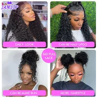 250 densité HD Invisi sangle 360 pleine dentelle frontale crépus bouclés perruque 30 pouces noir cheveux humains cordon confortable eau perruque sans colle 6