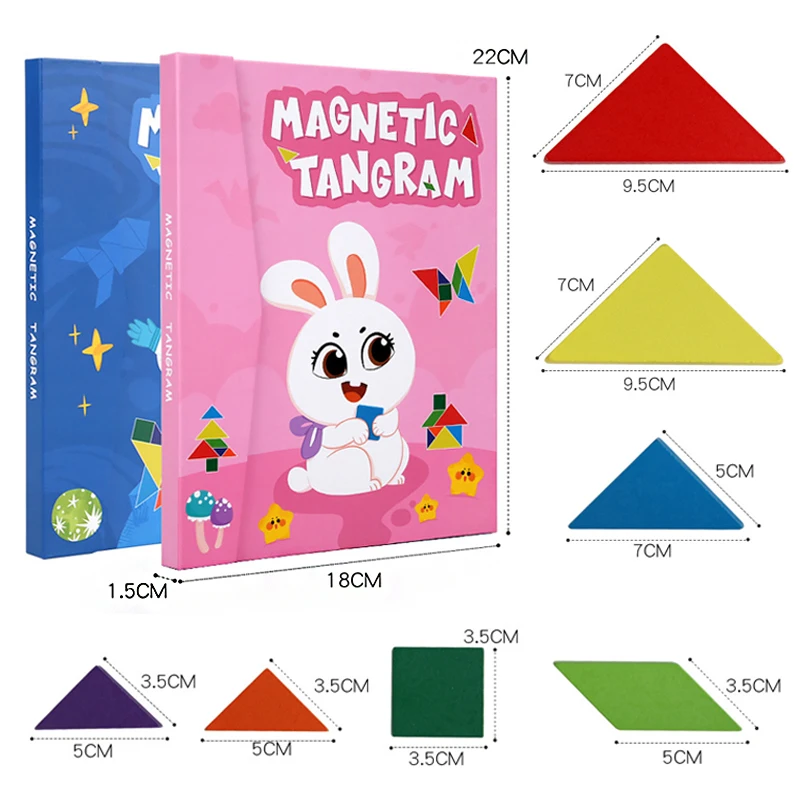Puzzle Toys Wooden Puzzles Wooden Toys Magnetic Puzzle Toys Board Game Toys Wooden Jigsaw Magnetic Tangram 3D Puzzle Book Educational Toys Children Montessori learning Intelligence Games kids Gifts