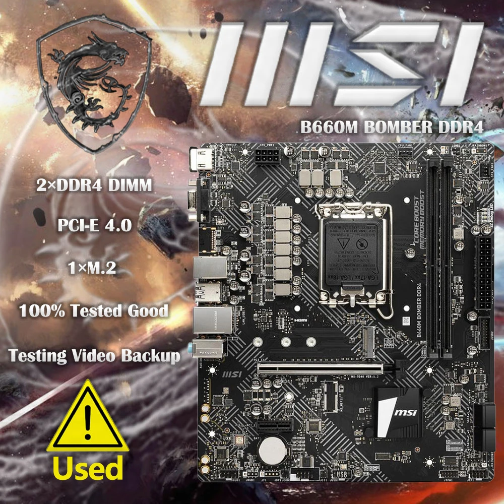 Scheda Madre Msi B660M Bomber Ddr4 Usata Con Chipset Intel B660 Lga 1700 Core Ddr4 Di 12A Generazione 64Gb Pci-E 4.0 M.2 Micro Atx
