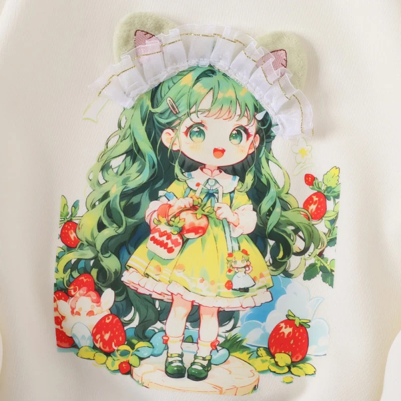 2024Girls' New Spring, Autumn and Winter Mermaid Little Girl Three-Dimensional Pattern Pullover Comfortable Bottoming Shirt 6