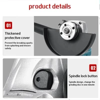 Kamolee 100mm 125MM 5 inche 18500RPM Brushless Cordless Angle Grinder 4 Speed Cutting Compatible For Makita 18V Battery 2