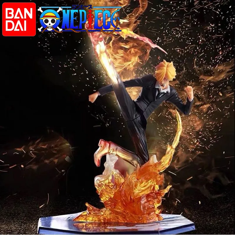 Anime One Piece Sanji Rufy Sculpture Black Leg Fire Battle Pvc Da Collezione One Piece Action Figure Model Toys For Children