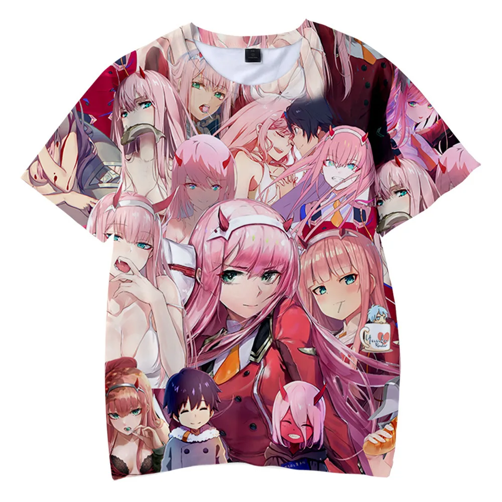 Darling In The Franxx Anime Zero Two Kawaii Cartoon Print Top Harajuku T  Shirt - T-shirts - AliExpress