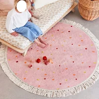 Bedroom Carpet Children's Bedside Floor Mat Round Pink Cute Girl Home Decoration Rug Machine Washable Carpets Kids Rugs 침실 카펫 1