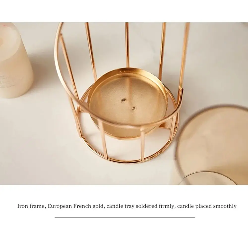 Golden/Black Metal Glass Candle Holder Detachable Non-slip Desktop Decorative Vase Rust-proof Ornaments European Candle Stand