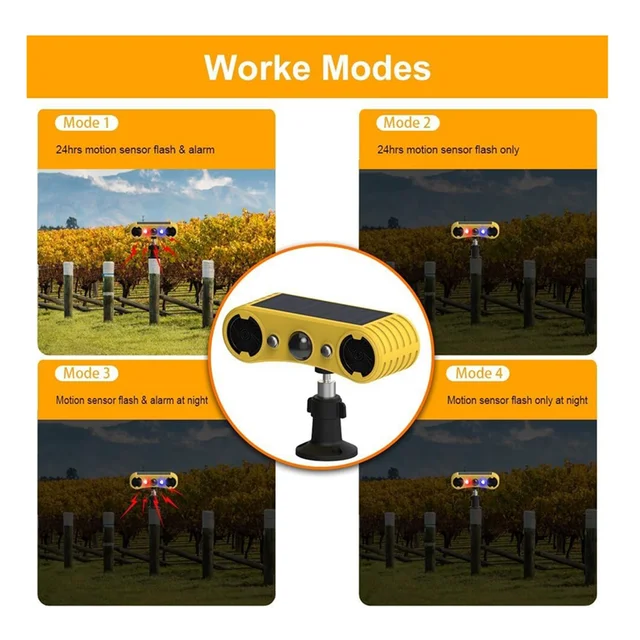 A16Q-Solar Motion Sensor Alarm, Outdoor Warning Light,13 Sounds Security Alert System Animal Repeller for Farm Yard Barn 5