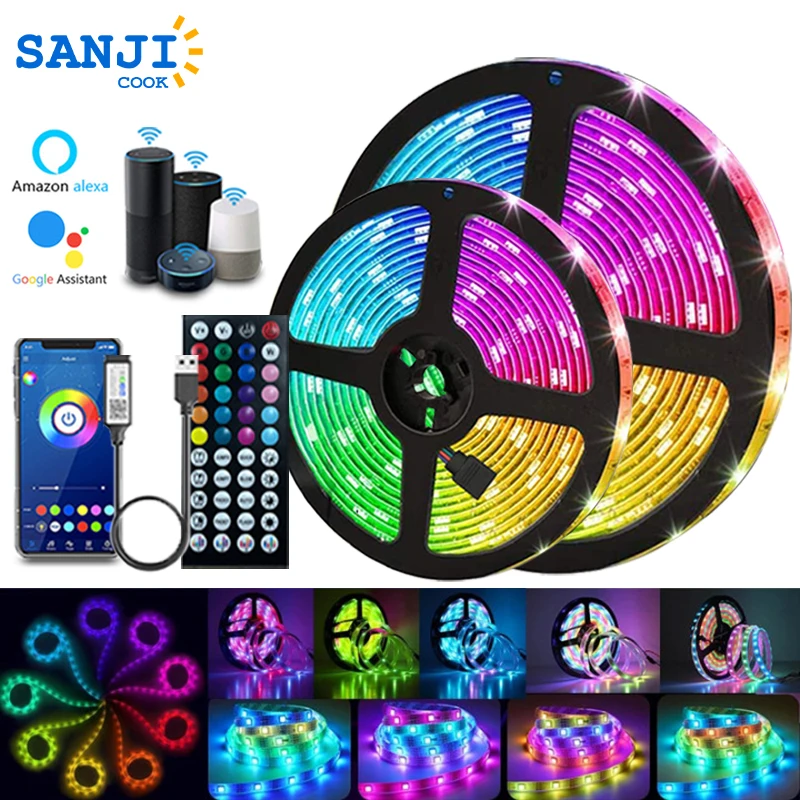 SanjiCook 5V Low-Voltage LED Light With RGB5050 Intelligent Music USB Voice Bluetooth Control Flexible Neon Lights Decoration