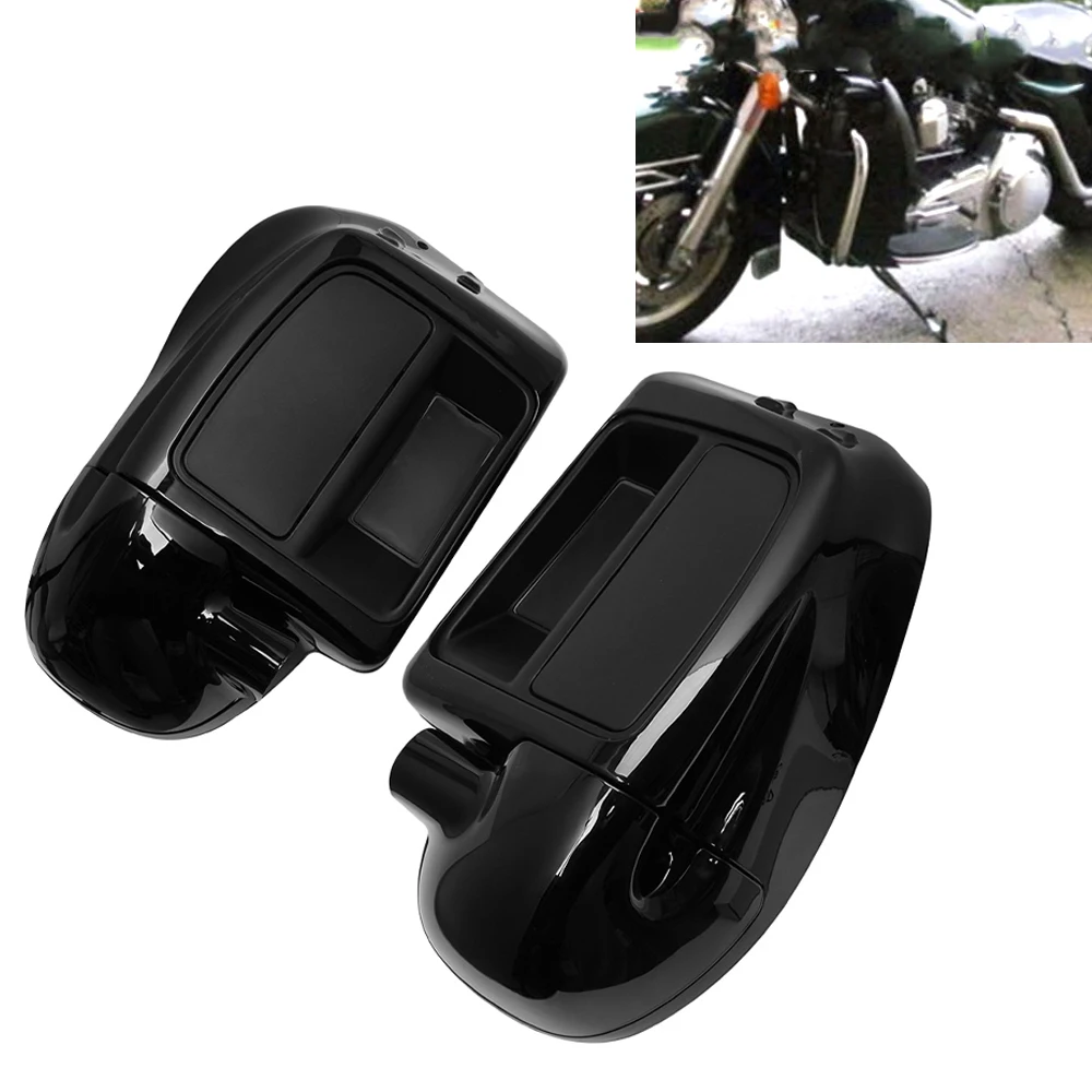 Motorcycle Gloss Black Lower Vented Fairing Leg Warmer Glove Box For Harley Touring Road King Street Electra Glide 14-20