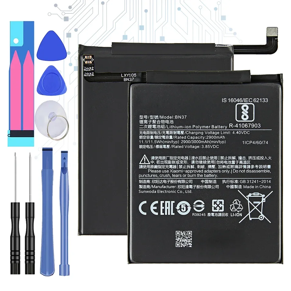

3000mAh BN37 Replacement Battery For Xiaomi Redmi 6 6A for Redmi6 Batteria + Free Tools
