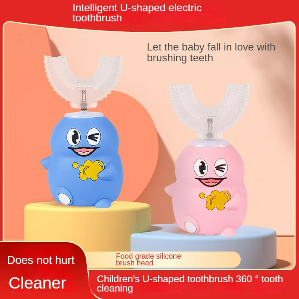 New Sonic Electric Child Toothbrush 2-12 Years Silicone Children's 360° Automatic USB Rechargeable Smart Kids U-shape Toothbrush