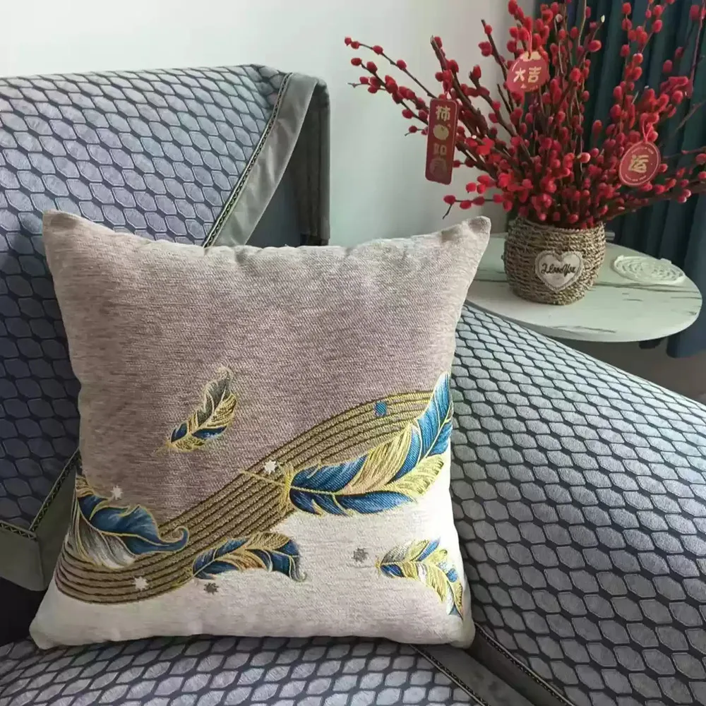 Chenille-Jacquard-Nickerchenkissen, gemütliches Schlaf-Nackenkissen, Kopfstützen-Überwurfkissen für Zuhause, Sofa, Nachttisch – Auto-Lenden-Rückenkissen – Detail 24
