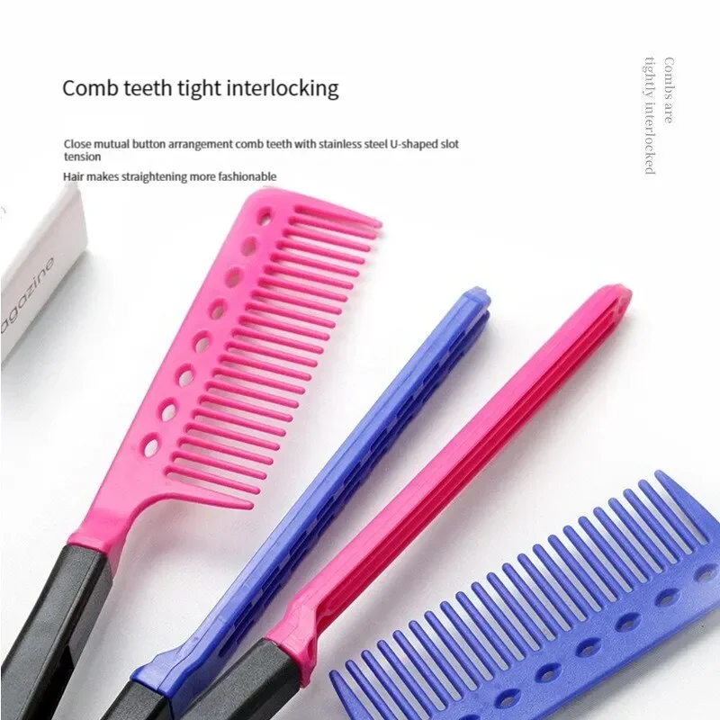 Hairdressing Styling Hair Straightening Comb Flat Comb Salon Hair Brush Combs Straightener V-shaped Straight Comb Straightener