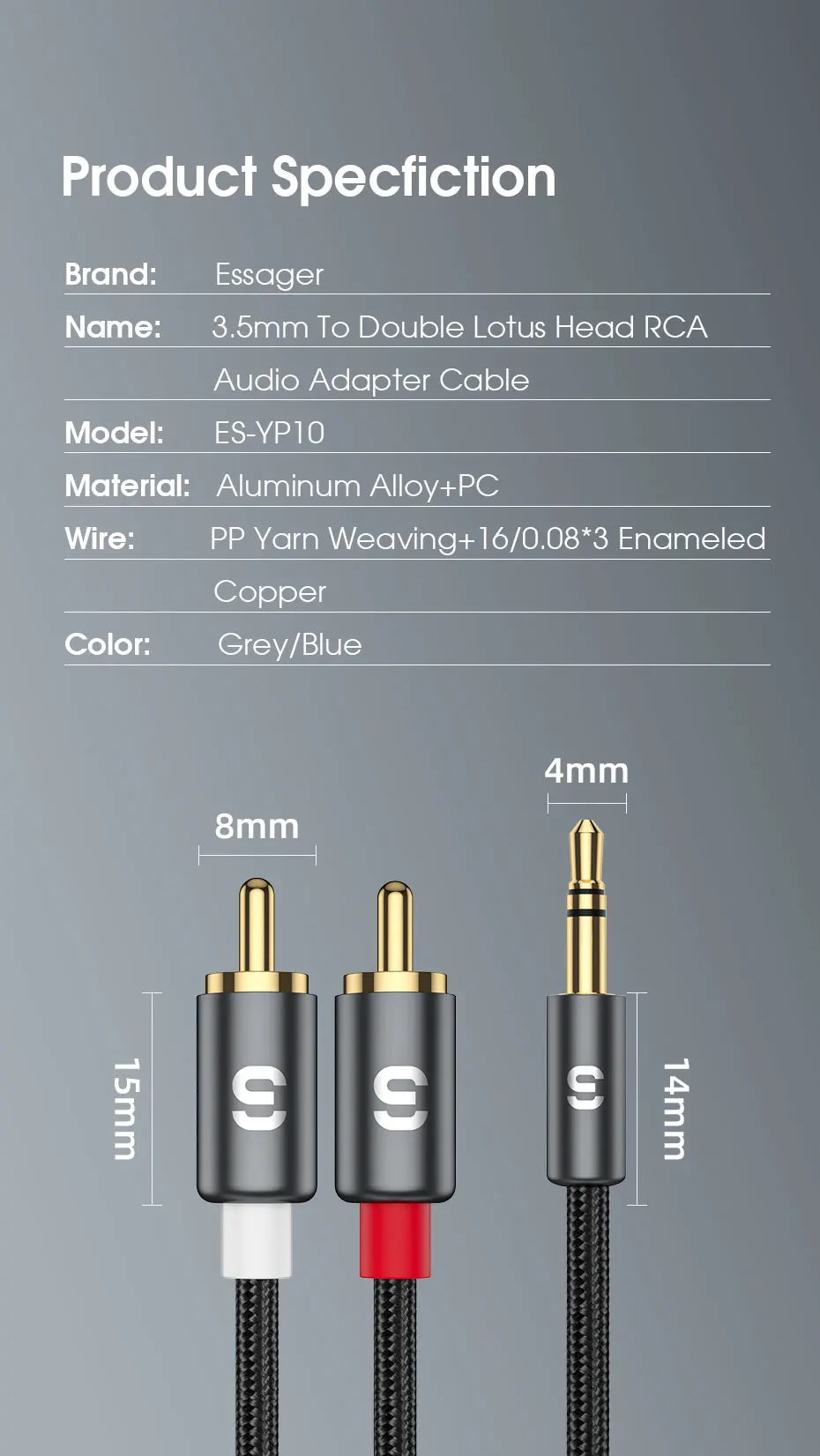 RCA Audio Cable Stereo 3.5mm to 2RCA Cable Male To Female AUX RCA Jack Y Splitte