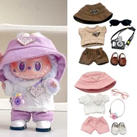 For Labubu first and second generation baby clothes labubu triangle sweater overalls hat set can be worn for sitting parties 1