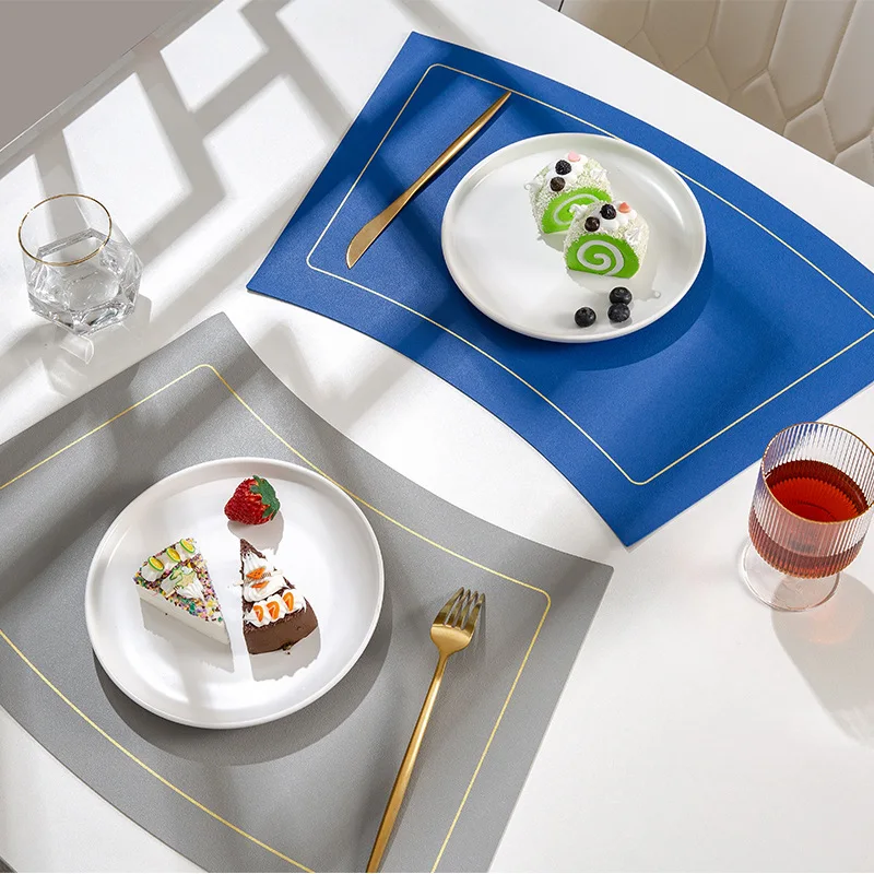 

Table Placemat Simple Table Mat Fan-shaped Leather Placemat Household Waterproof Pu Insulation Mat