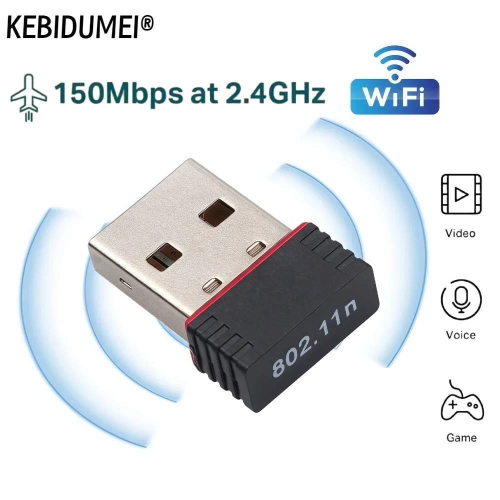 미니 USB Wifi 어댑터 802.11b/g/n RTL8188 안테나 150Mbps 무선 수신기 동글 네트워크 카드 데스크탑 노트북 용 외부 WiFi