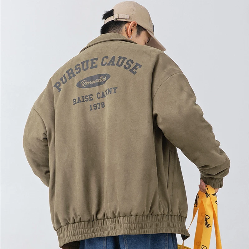 

Men's 2022 Winter Vintage Suede Thicken Jackets Male Outwear Hip Hop Coat High Street Casual Varsity Jacket Bomber chaquetas