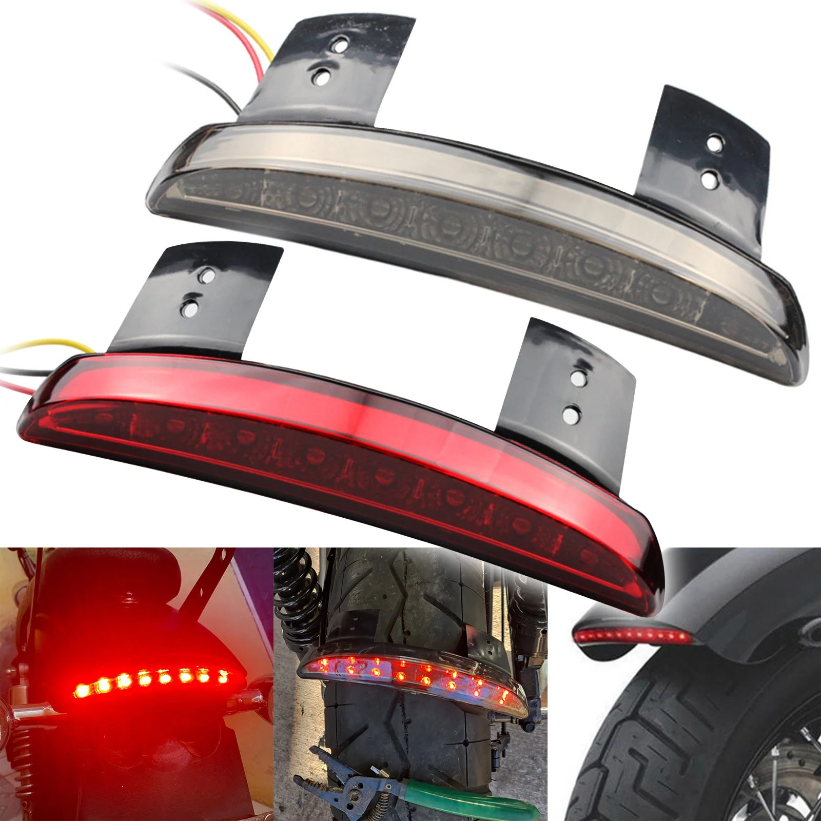 Bike Motorcycle Lights Rear Fender Edge Red LED Brake Tail light