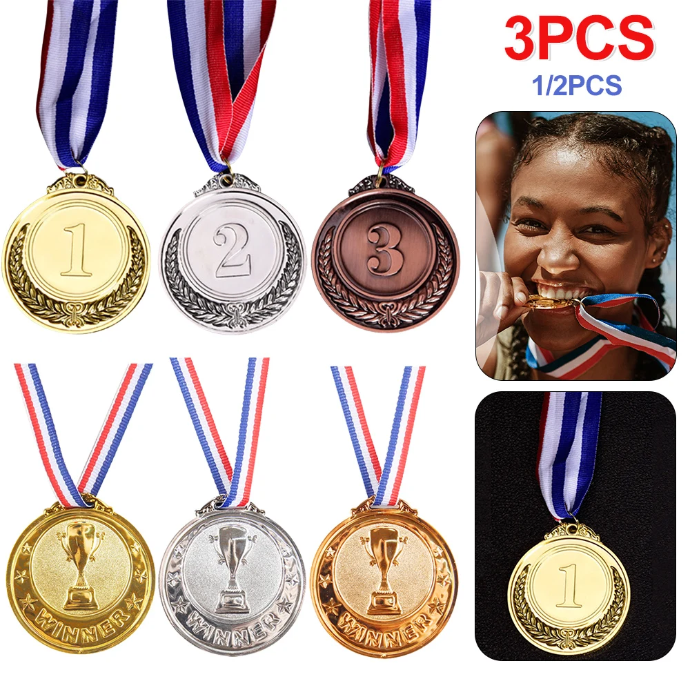 Medal Football Competition Prize Souvenir Gift Kids Golden Winner Awards Medal Gold Silver Bronze Award for Kids Adults award medals plastic trophy toys football party toys