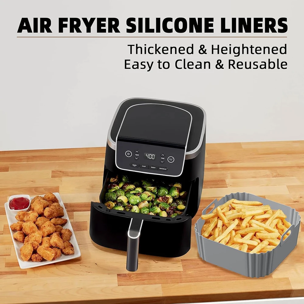 Square Silicone Air Fryer Liners for Ninja AF141 AF140 AF181 AF180 Reusable Baking Basket 5-8QT Accessories