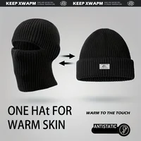 One-Piece Hat, Winter Men's Balaclava, Knitted Woolen Hat, Windproof and Cold-Proof Hood, Mask, Warm and Cold Hat 1