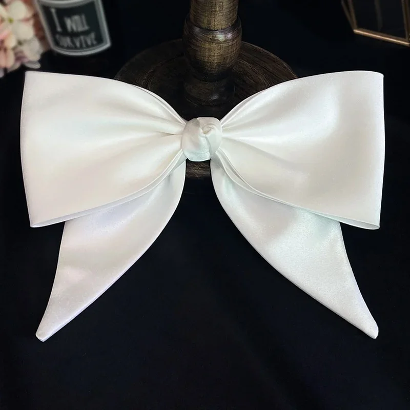 ●VVV● Jacquard Big Ribbon Hair Pin White 24FWHW067WHF JLZXSY Wholesale Super Big White Bowknot Hair Clip Solid