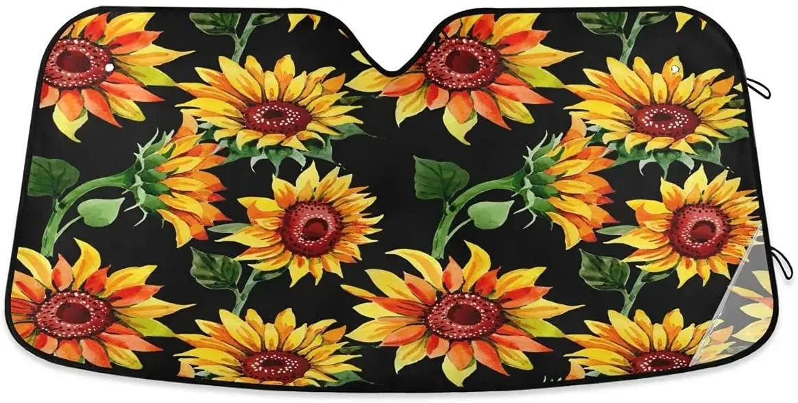 

Car Windshield Sunshade Sunflower Floral Pattern, Blocks Sun Visor Protector Foldable Sun Shield Keep Your Vehicle Cool, Fits Wi