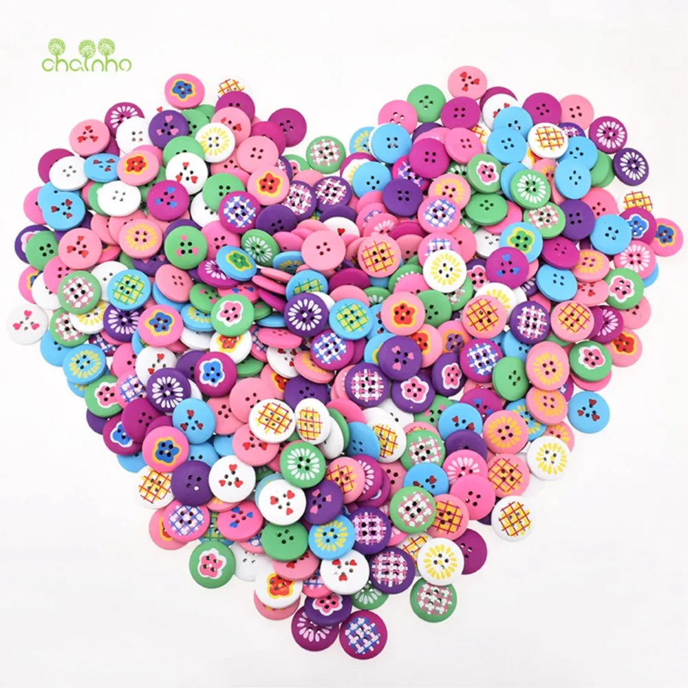 

Chainho,Mix 4 Holes Wooden Button,DIY Scrapbooking Patchwork Sewing/Decorative Crafts & Home Decoration,Floral & Cartoon Series